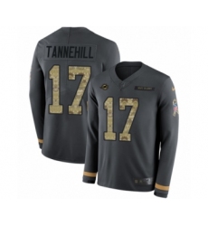 Men's Nike Miami Dolphins #17 Ryan Tannehill Limited Black Salute to Service Therma Long Sleeve NFL Jersey