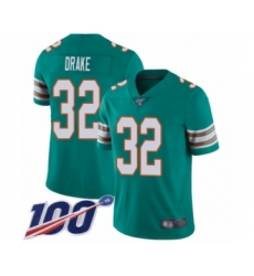 Men's Miami Dolphins #32 Kenyan Drake Aqua Green Alternate Vapor Untouchable Limited Player 100th Season Football Jersey