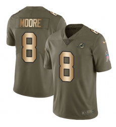 Youth Nike Miami Dolphins #8 Matt Moore Limited Olive/Gold 2017 Salute to Service NFL Jersey