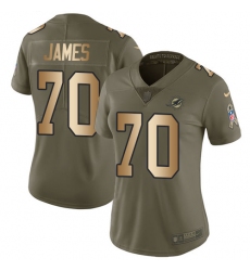 Women's Nike Miami Dolphins #70 Ja'Wuan James Limited Olive/Gold 2017 Salute to Service NFL Jersey