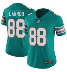 Women's Nike Miami Dolphins #88 Leonte Carroo Aqua Green Alternate Vapor Untouchable Limited Player NFL Jersey