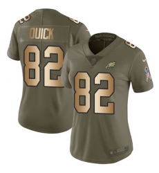 Women's Nike Philadelphia Eagles #82 Mike Quick Limited Olive/Gold 2017 Salute to Service NFL Jersey