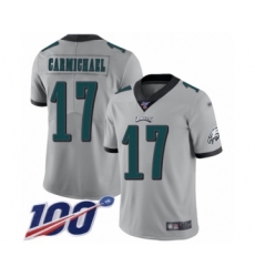 Men's Philadelphia Eagles #17 Harold Carmichael Limited Silver Inverted Legend 100th Season Football Jersey