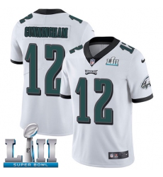 Men's Nike Philadelphia Eagles #12 Randall Cunningham White Vapor Untouchable Limited Player Super Bowl LII NFL Jersey