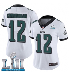 Women's Nike Philadelphia Eagles #12 Randall Cunningham White Vapor Untouchable Limited Player Super Bowl LII NFL Jersey