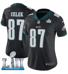 Women's Nike Philadelphia Eagles #87 Brent Celek Black Alternate Vapor Untouchable Limited Player Super Bowl LII NFL Jersey
