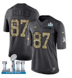 Youth Nike Philadelphia Eagles #87 Brent Celek Limited Black 2016 Salute to Service Super Bowl LII NFL Jersey