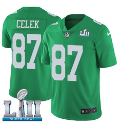 Youth Nike Philadelphia Eagles #87 Brent Celek Limited Green Rush Vapor Untouchable Super Bowl LII NFL Jersey