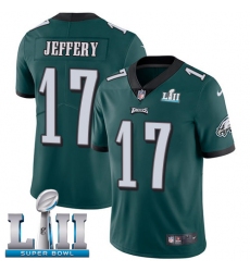 Men's Nike Philadelphia Eagles #17 Alshon Jeffery Midnight Green Team Color Vapor Untouchable Limited Player Super Bowl LII NFL Jersey