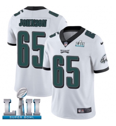 Men's Nike Philadelphia Eagles #65 Lane Johnson White Vapor Untouchable Limited Player Super Bowl LII NFL Jersey