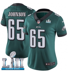 Women's Nike Philadelphia Eagles #65 Lane Johnson Midnight Green Team Color Vapor Untouchable Limited Player Super Bowl LII NFL Jersey
