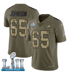 Youth Nike Philadelphia Eagles #65 Lane Johnson Limited Olive/Camo 2017 Salute to Service Super Bowl LII NFL Jersey