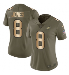 Women's Nike Philadelphia Eagles #8 Donnie Jones Limited Olive/Gold 2017 Salute to Service NFL Jersey