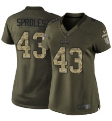 Women's Nike Philadelphia Eagles #43 Darren Sproles Elite Green Salute to Service NFL Jersey