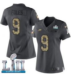 Women's Nike Philadelphia Eagles #9 Nick Foles Limited Black 2016 Salute to Service Super Bowl LII NFL Jersey