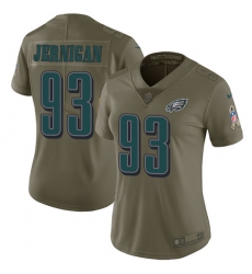 Women's Nike Philadelphia Eagles #93 Timmy Jernigan Limited Olive 2017 Salute to Service NFL Jersey