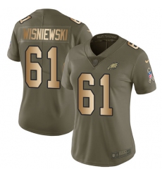 Women's Nike Philadelphia Eagles #61 Stefen Wisniewski Limited Olive/Gold 2017 Salute to Service NFL Jersey