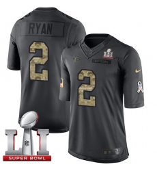 Men's Nike Atlanta Falcons #2 Matt Ryan Limited Black 2016 Salute to Service Super Bowl LI 51 NFL Jersey