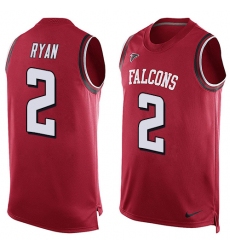 Men's Nike Atlanta Falcons #2 Matt Ryan Limited Red Player Name & Number Tank Top NFL Jersey