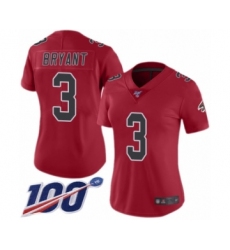 Women's Atlanta Falcons #3 Matt Bryant Limited Red Rush Vapor Untouchable 100th Season Football Jersey
