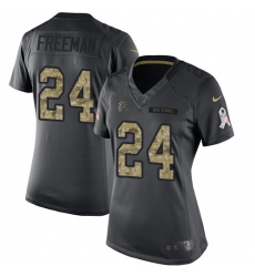 Women's Nike Atlanta Falcons #24 Devonta Freeman Limited Black 2016 Salute to Service NFL Jersey