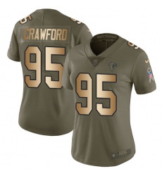 Women's Nike Atlanta Falcons #95 Jack Crawford Limited Olive/Gold 2017 Salute to Service NFL Jersey