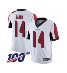 Men's Atlanta Falcons #14 Justin Hardy White Vapor Untouchable Limited Player 100th Season Football Jersey