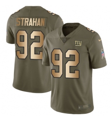 Men's Nike New York Giants #92 Michael Strahan Limited Olive/Gold 2017 Salute to Service NFL Jersey