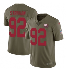 Youth Nike New York Giants #92 Michael Strahan Limited Olive 2017 Salute to Service NFL Jersey