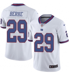 Men's Nike New York Giants #29 Nat Berhe Limited White Rush Vapor Untouchable NFL Jersey