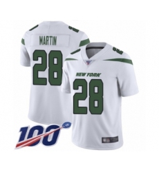 Men's New York Jets #28 Curtis Martin White Vapor Untouchable Limited Player 100th Season Football Jersey