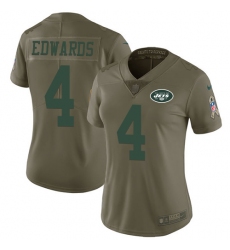 Women's Nike New York Jets #4 Lac Edwards Limited Olive 2017 Salute to Service NFL Jersey