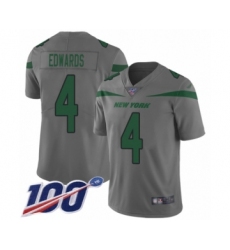 Youth New York Jets #4 Lac Edwards Limited Gray Inverted Legend 100th Season Football Jersey