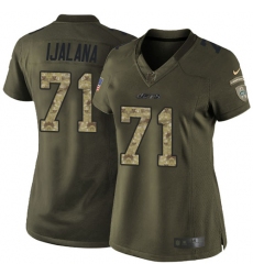 Women's Nike New York Jets #71 Ben Ijalana Elite Green Salute to Service NFL Jersey