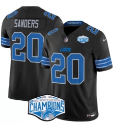 Men's Detroit Lions #20 Barry Sanders Black 2024 NFC North Champions F.U.S.E. Vapor Limited Stitched Jersey