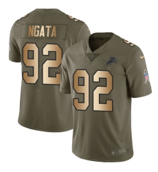 Men's Nike Detroit Lions #92 Haloti Ngata Limited Olive/Gold Salute to Service NFL Jersey