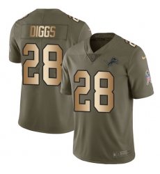 Men's Nike Detroit Lions #28 Quandre Diggs Limited Olive/Gold Salute to Service NFL Jersey