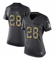 Women's Nike Detroit Lions #28 Quandre Diggs Limited Black 2016 Salute to Service NFL Jersey