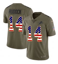 Youth Nike Detroit Lions #14 Jake Rudock Limited Olive/USA Flag Salute to Service NFL Jersey