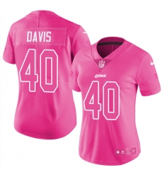Women's Nike Detroit Lions #40 Jarrad Davis Limited Pink Rush Fashion NFL Jersey