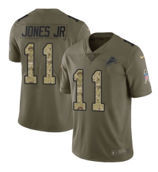 Men's Nike Detroit Lions #11 Marvin Jones Jr Limited Olive/Camo Salute to Service NFL Jersey
