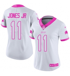 Women's Nike Detroit Lions #11 Marvin Jones Jr Limited White/Pink Rush Fashion NFL Jersey