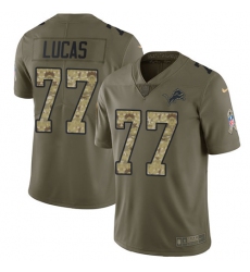 Youth Nike Detroit Lions #77 Cornelius Lucas Limited Olive/Camo Salute to Service NFL Jersey