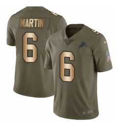 Youth Nike Detroit Lions #6 Sam Martin Limited Olive/Gold Salute to Service NFL Jersey