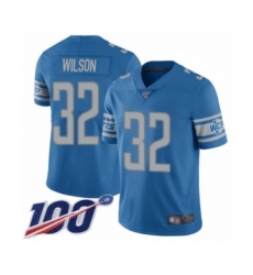 Men's Detroit Lions #32 Tavon Wilson Blue Team Color Vapor Untouchable Limited Player 100th Season Football Jersey