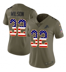 Women's Nike Detroit Lions #32 Tavon Wilson Limited Olive/USA Flag Salute to Service NFL Jersey
