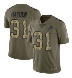 Men's Nike Detroit Lions #31 D.J. Hayden Limited Olive/Camo Salute to Service NFL Jersey