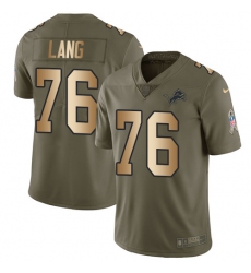 Youth Nike Detroit Lions #76 T.J. Lang Limited Olive/Gold Salute to Service NFL Jersey
