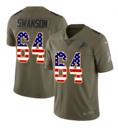 Youth Nike Detroit Lions #64 Travis Swanson Limited Olive/USA Flag Salute to Service NFL Jersey