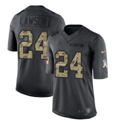 Men's Nike Detroit Lions #24 Nevin Lawson Limited Black 2016 Salute to Service NFL Jersey